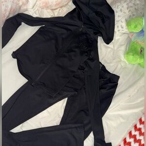 Women's Black Track Pants & Hoodie Set